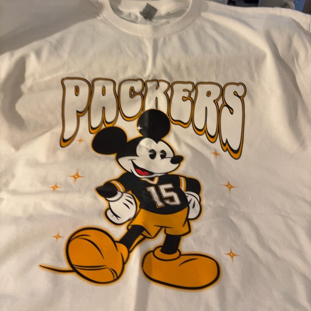 White Packers T-Shirt with Mickey Mouse Graphic